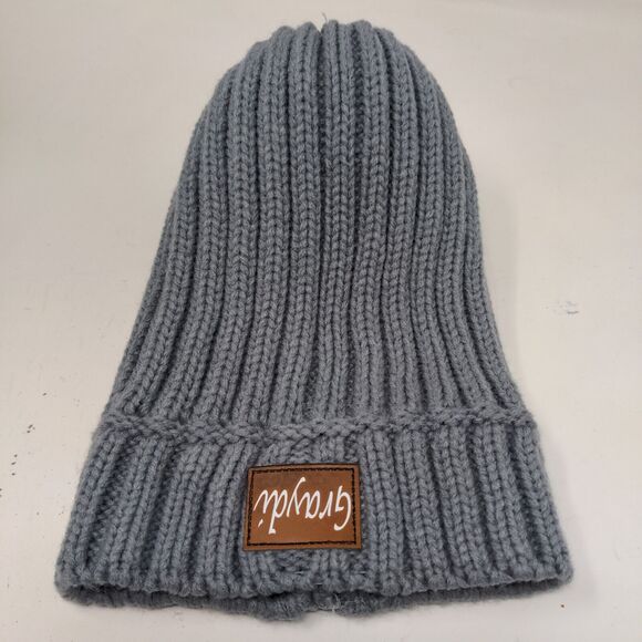 Graydi Men's Beanie Hat Cap Gray Knit 100% Acrylic Patch Logo - Picture 8 of 11
